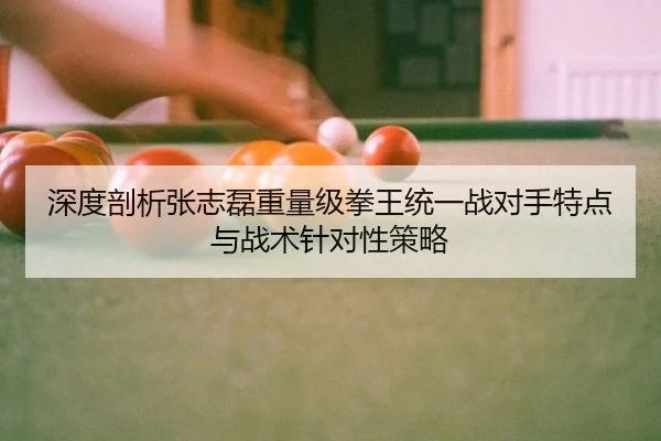 深度剖析张志磊重量级拳王统一战对手特点与战术针对性策略